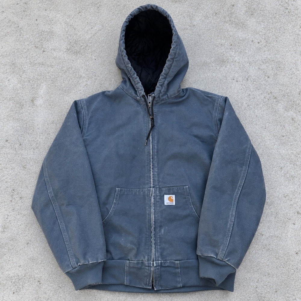 Carhartt Womens WJ130 STM Active Jacket Storm Blue Quilted Lined Hooded Medium